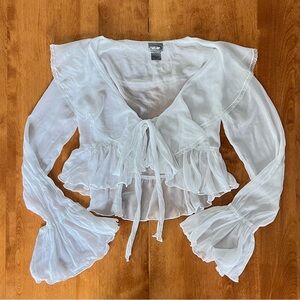 Rave Ruffle Sleeve Tie Top/Cardigan